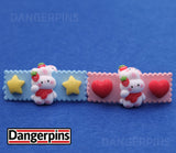 Set of 2 Strawberry Bunny hair clips - 5.5cm