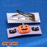 Set of 2 Spooky Pumpkin hair clips - 5.5cm