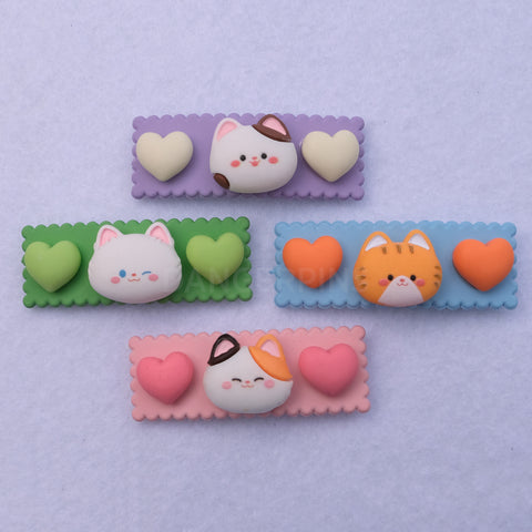 Set of 2 Cute Cat head Hair clips - 5.5cm