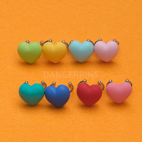 Set of 4 Resin & Stainless Steel Heart Rings