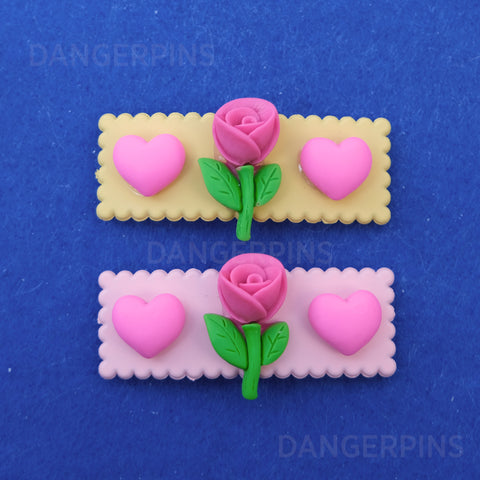 Set of 2 Romantic Roses hair clips - 5.5cm