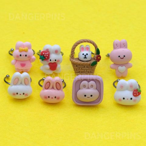 Set of 4 Lovely Bunny Friends Rings