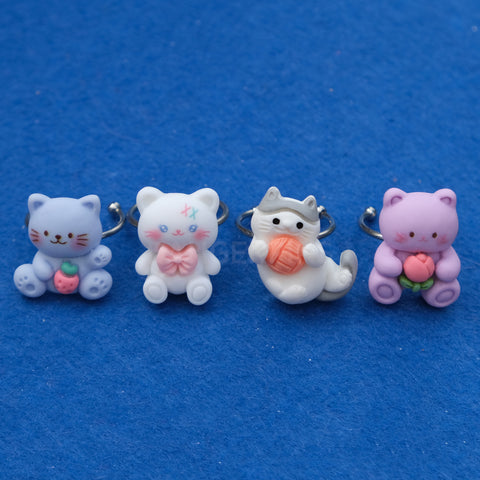 Set of 4 Cute Cat Rings