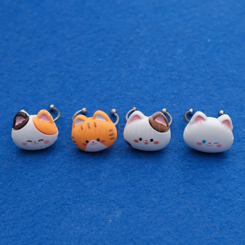 Set of 4 Cute Cat Heads Rings