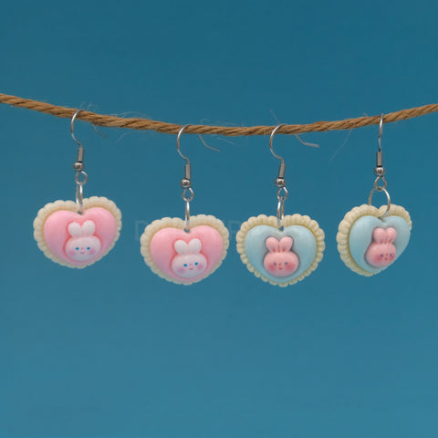 2 pair Bunny Heart earrings set