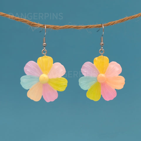 Large Color Wheel Daisies earrings