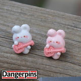 Guitar Bunnies resin 2 pin set