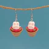 Berry Basket Bunnies earrings