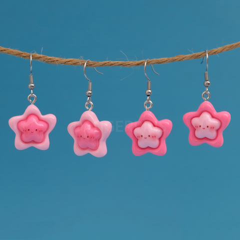 2 pairs of cute Pink smile stars earrings