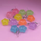 6 pair set of Glow in the Dark Chunky Star earrings