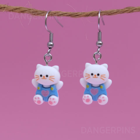 Daisy the Little Dungaree Kitten earrings