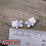 Daisy the Little Dungaree Kitten earrings