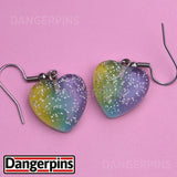 Smooth Gradient Glitter hearts earrings