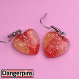 Smooth Gradient Glitter hearts earrings