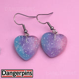 Smooth Gradient Glitter hearts earrings