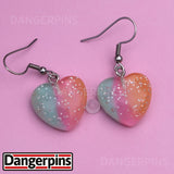 Smooth Gradient Glitter hearts earrings