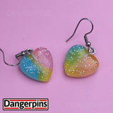 Smooth Gradient Glitter hearts earrings