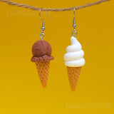 Vanilla & Chocolate Ice Cream Cones earrings