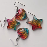 2 pairs of Sparkle Rainbow Star & Heart earrings