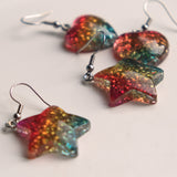 2 pairs of Sparkle Rainbow Star & Heart earrings