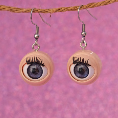 Mini Awful Creepy blinking Doll eyeball earrings