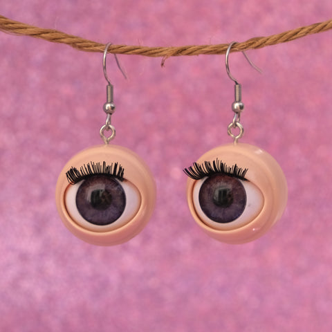 Large Awful Creepy blinking Doll eyeball earrings