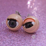 Large Awful Creepy blinking Doll eyeball earrings