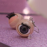 Large Awful Creepy blinking Doll eyeball earrings