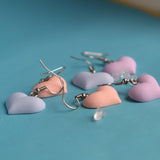 3 Pairs Pastel Hearts earrings