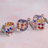 Clear dice earrings  - 14mm or 16mm