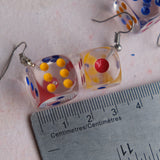 Clear dice earrings  - 14mm or 16mm