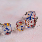 Clear dice earrings  - 14mm or 16mm