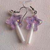 Holographic shard stars lollipop earrings