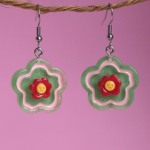 Happy Minty Flowers Earrings