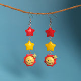 Red & Yellow Sun Stars Earrings