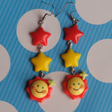 Red & Yellow Sun Stars Earrings