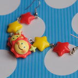 Red & Yellow Sun Stars Earrings