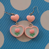 Double Heart Tulips earrings