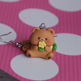 Custard the Flower Bear Earrings