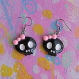 Pink & Black Skulls Earrings