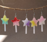 Gradient sparkle Star Lollipop Earrings