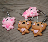 Jumping for Joy heart Bears earrings