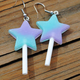 Gradient sparkle Star Lollipop Earrings