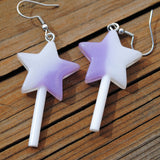 Gradient sparkle Star Lollipop Earrings