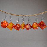 Amber Galaxy RPG dice earrings