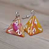 Rasberry Mango Swirl swirl RPG dice earrings