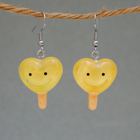 Lemon heart popsicle earrings