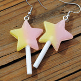 Gradient sparkle Star Lollipop Earrings