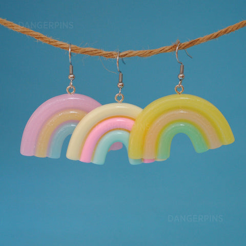 Large chunky 3 bar rainbow earrings