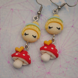 Meditating Mushroom Girl earrings